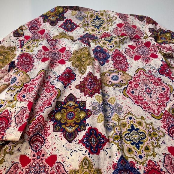 Cupcake and Cashmere Paisley Blouse Button Down Multicolor Feminine Boho Chic XS - Picture 10 of 12